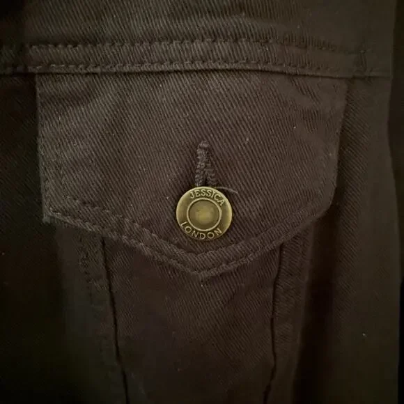 Jessica London Classic Cotton Black Denim Jean Jacket - Size 28W - Picture 7 of 11